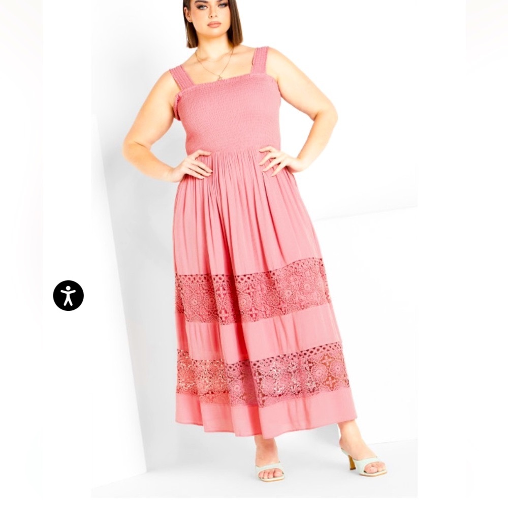 City Chic peach by the beach maxi dress lace detail Sz 20 New